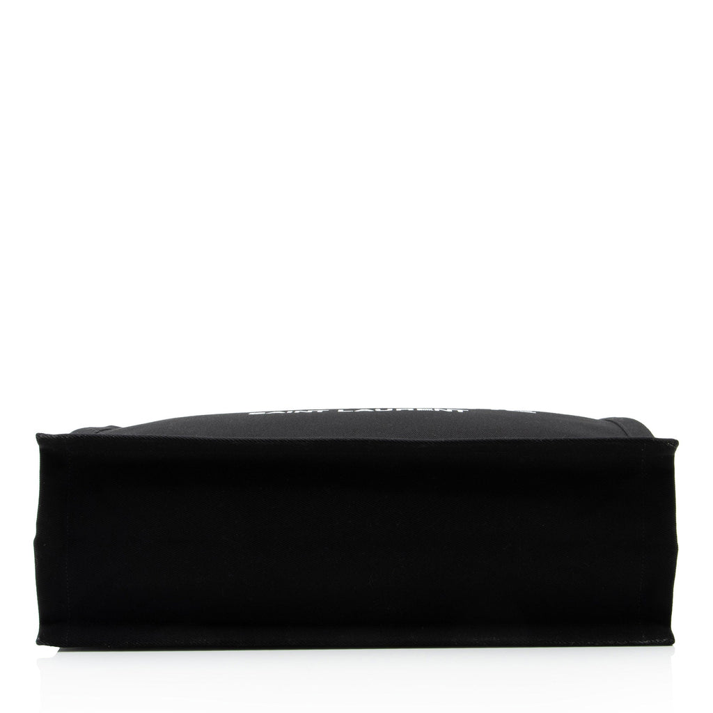 Saint Laurent Canvas Calfskin Rive Gauche Large Tote