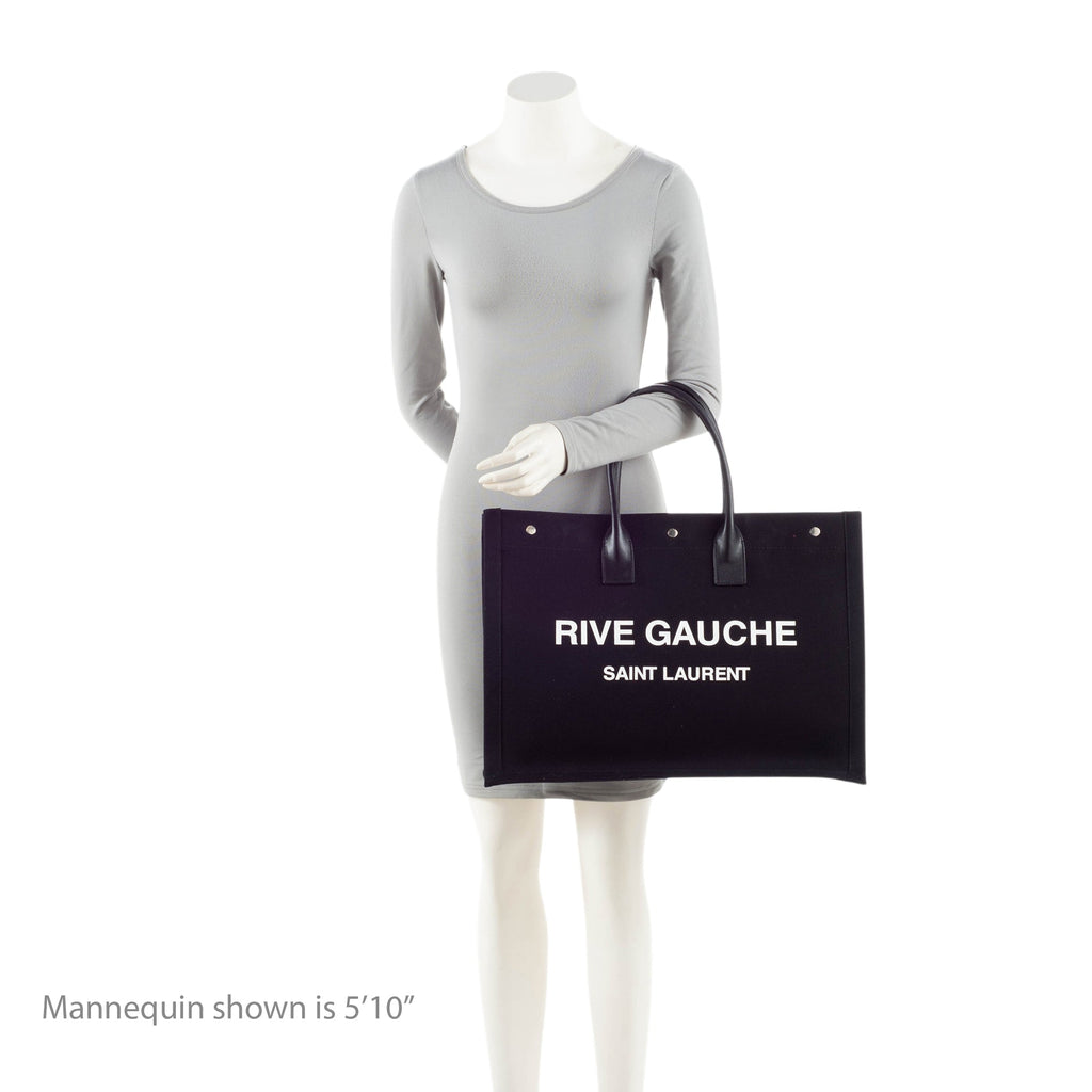 Saint Laurent Canvas Calfskin Rive Gauche Large Tote