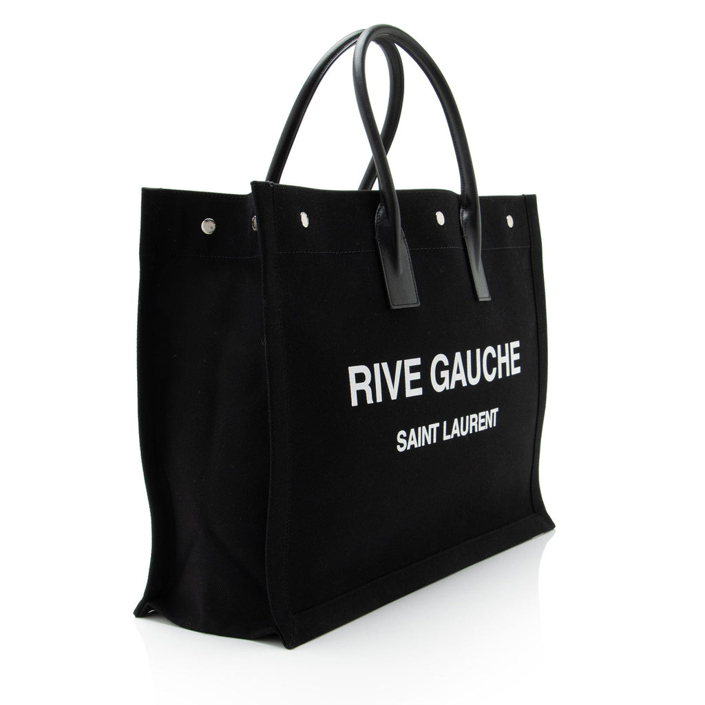 Saint Laurent Canvas Calfskin Rive Gauche Large Tote