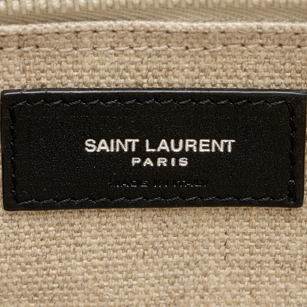 Saint Laurent Canvas Calfskin Rive Gauche Large Tote