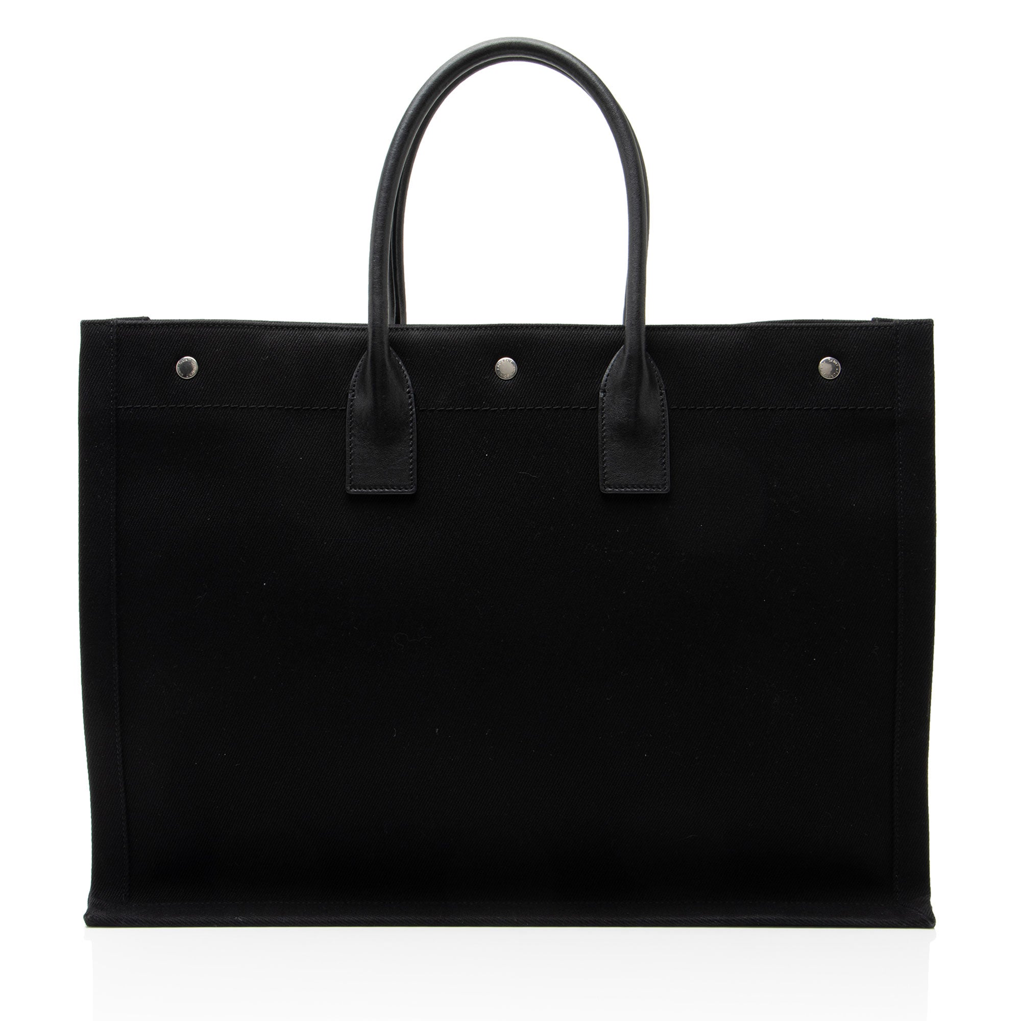 Saint Laurent Canvas Calfskin Rive Gauche Large Tote