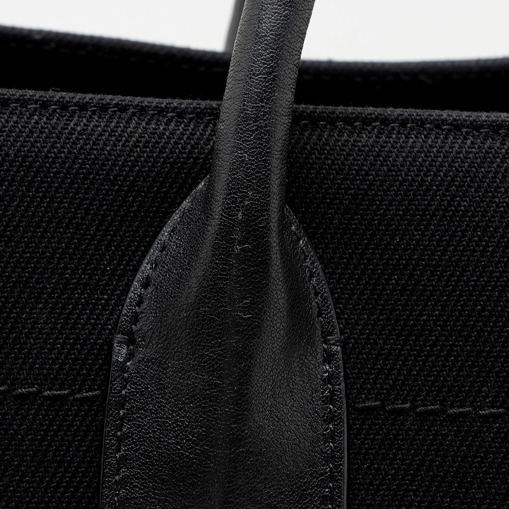 Saint Laurent Canvas Calfskin Rive Gauche Large Tote