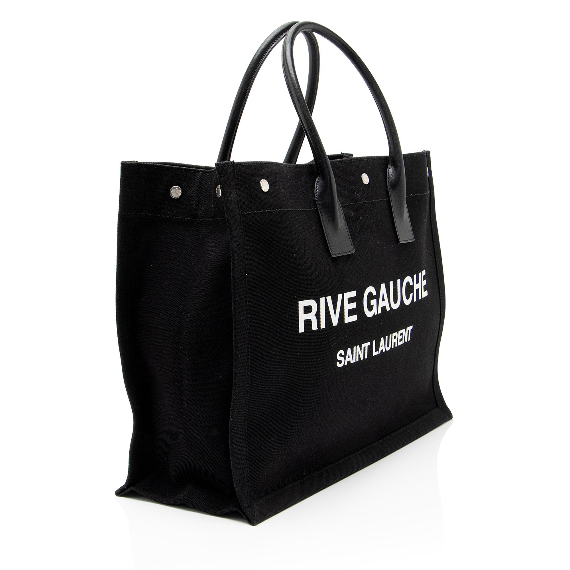 Saint Laurent Canvas Calfskin Rive Gauche Large Tote