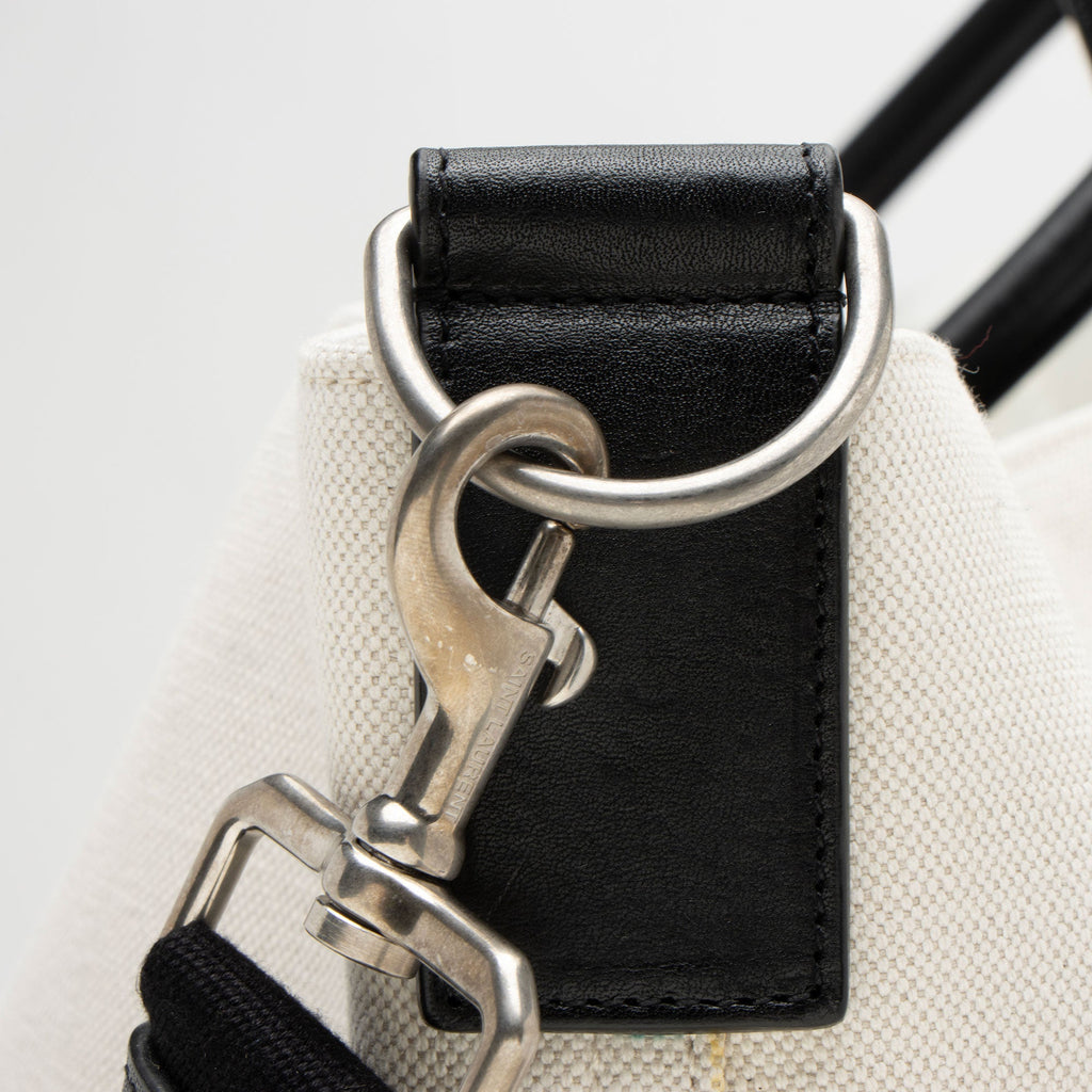 Saint Laurent Canvas Calfskin Rive Gauche Maxi Tote