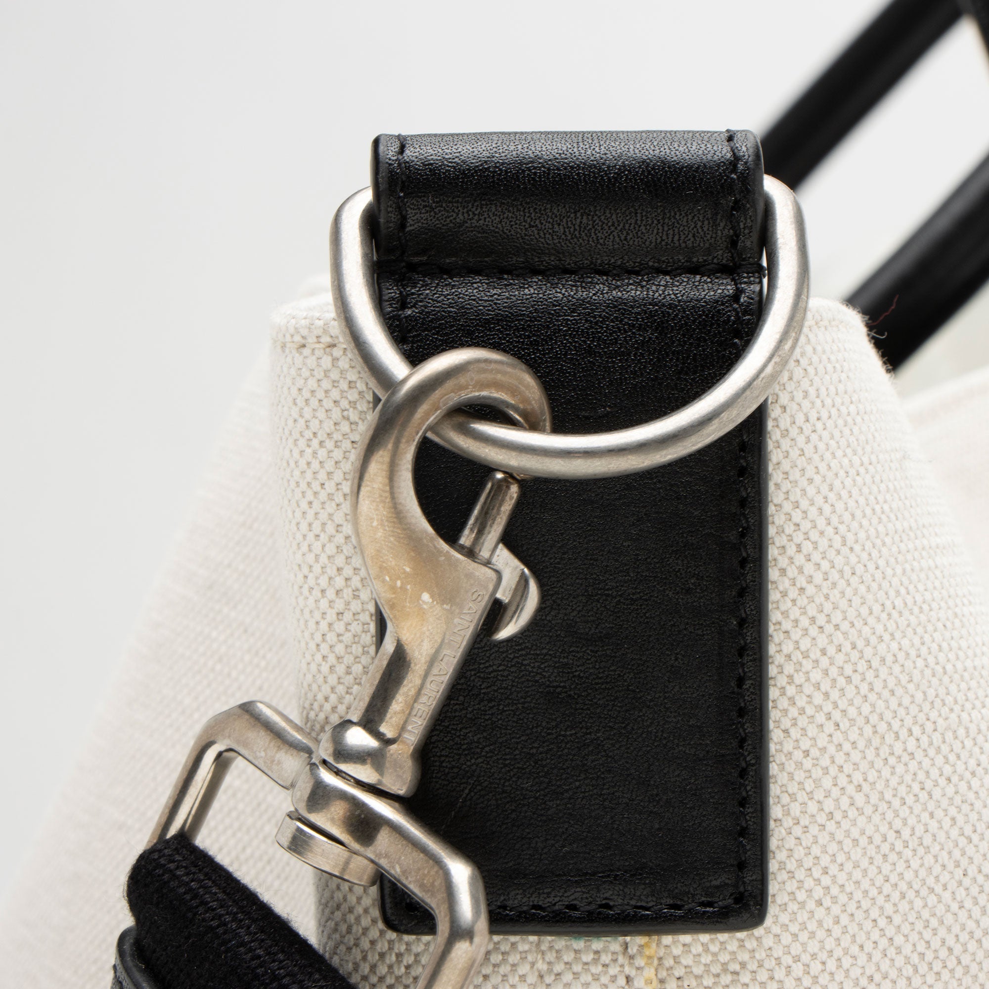Saint Laurent Canvas Calfskin Rive Gauche Maxi Tote