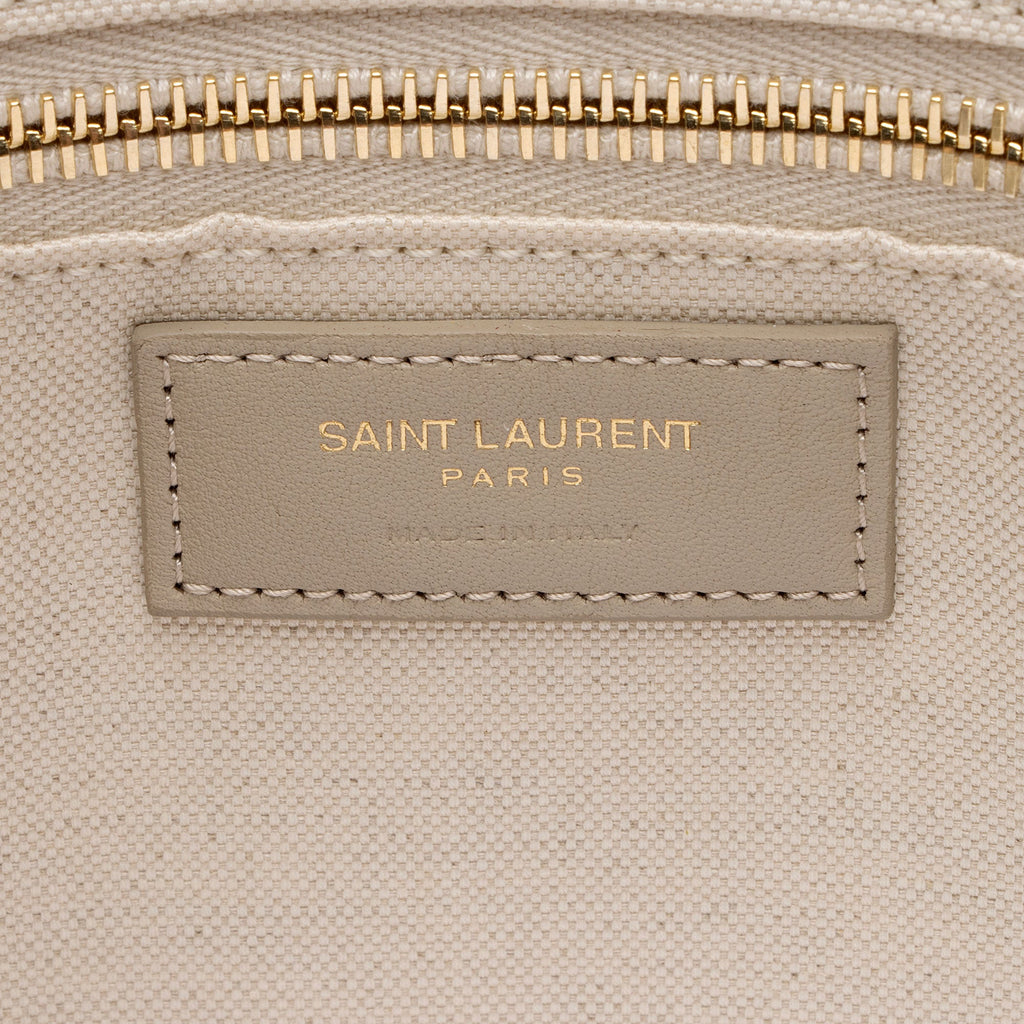 Saint Laurent Canvas Calfskin Rive Gauche Small Tote (SHF-UbHsVK)