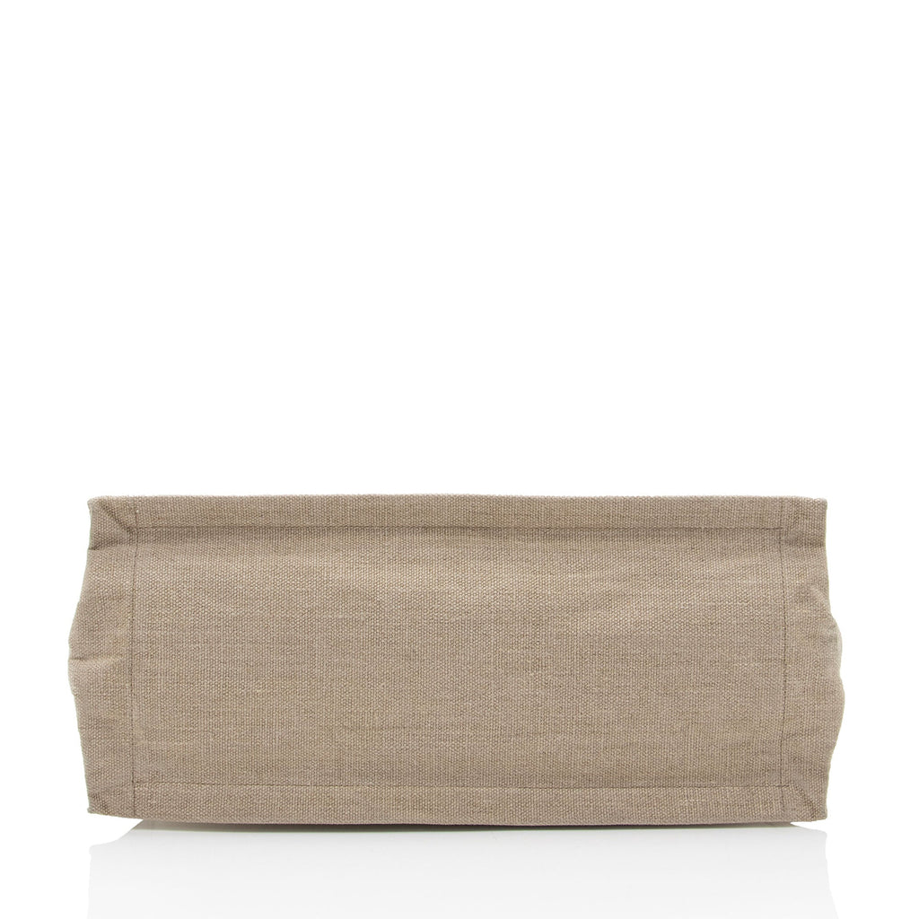 Saint Laurent Canvas Calfskin Rive Gauche Small Tote