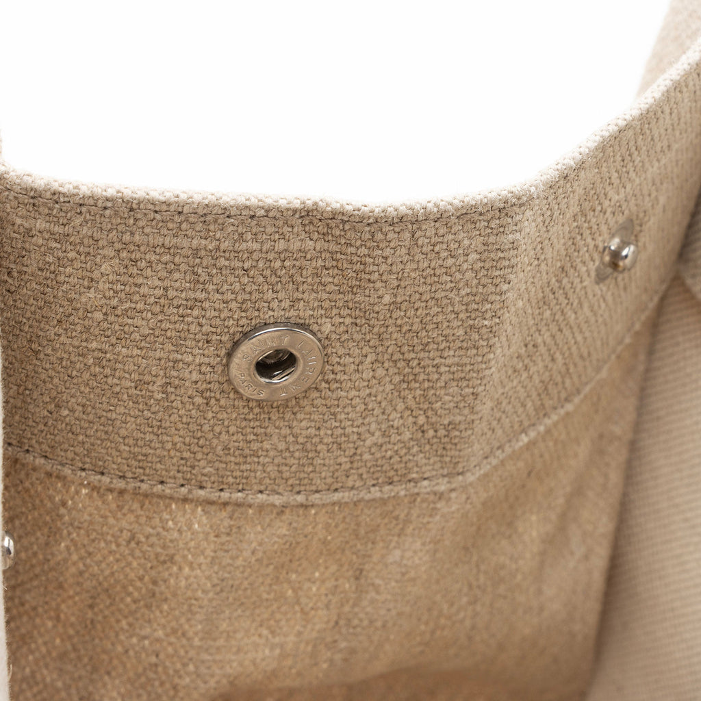 Saint Laurent Canvas Calfskin Rive Gauche Small Tote