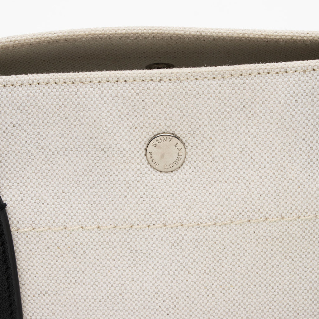 Saint Laurent Canvas Calfskin Rive Gauche Small Tote