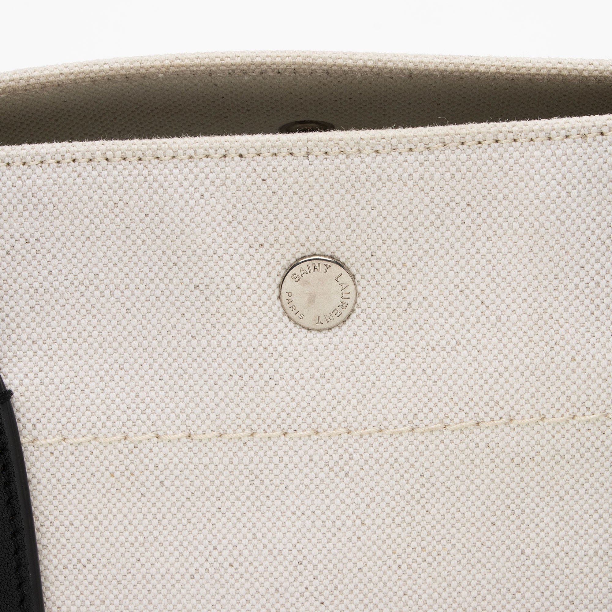 Saint Laurent Canvas Calfskin Rive Gauche Small Tote