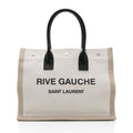 Saint Laurent Canvas Calfskin Rive Gauche Small Tote