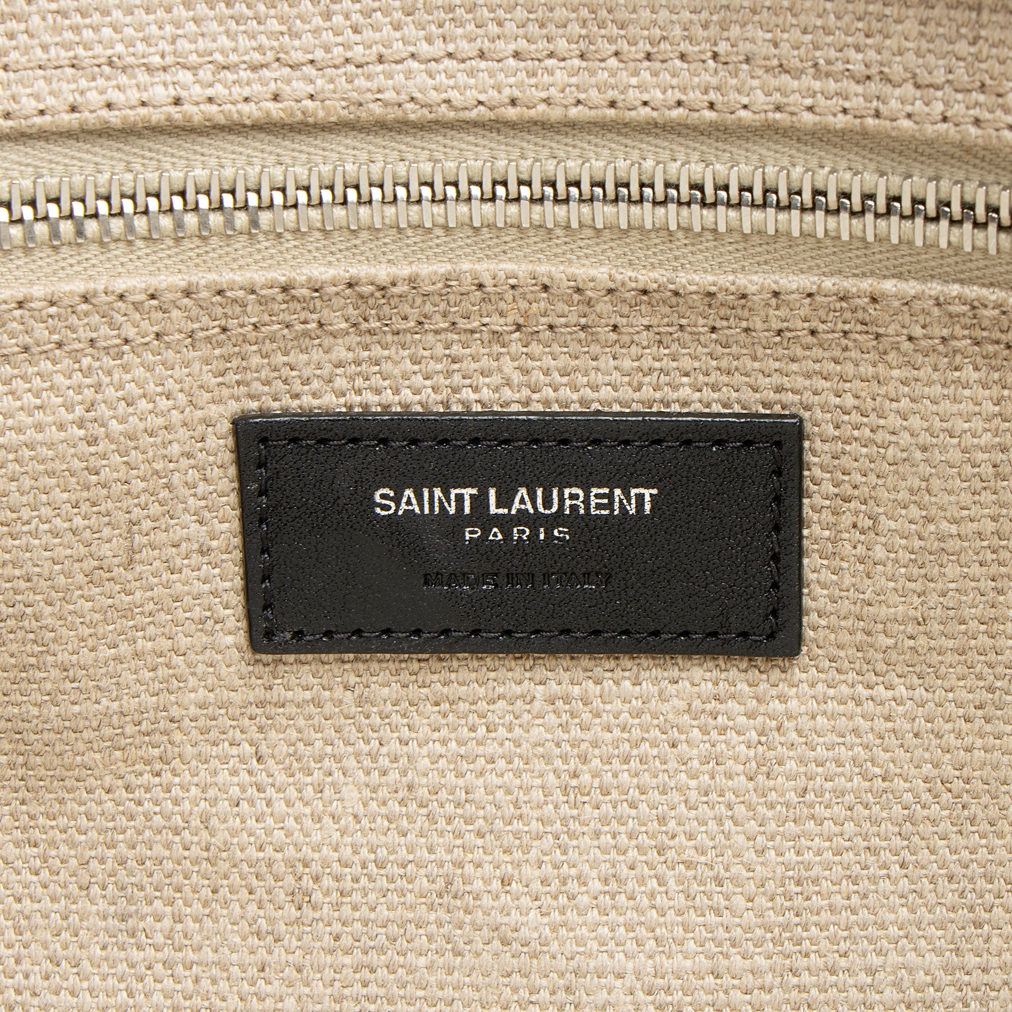 Saint Laurent Canvas Calfskin Rive Gauche Small Tote