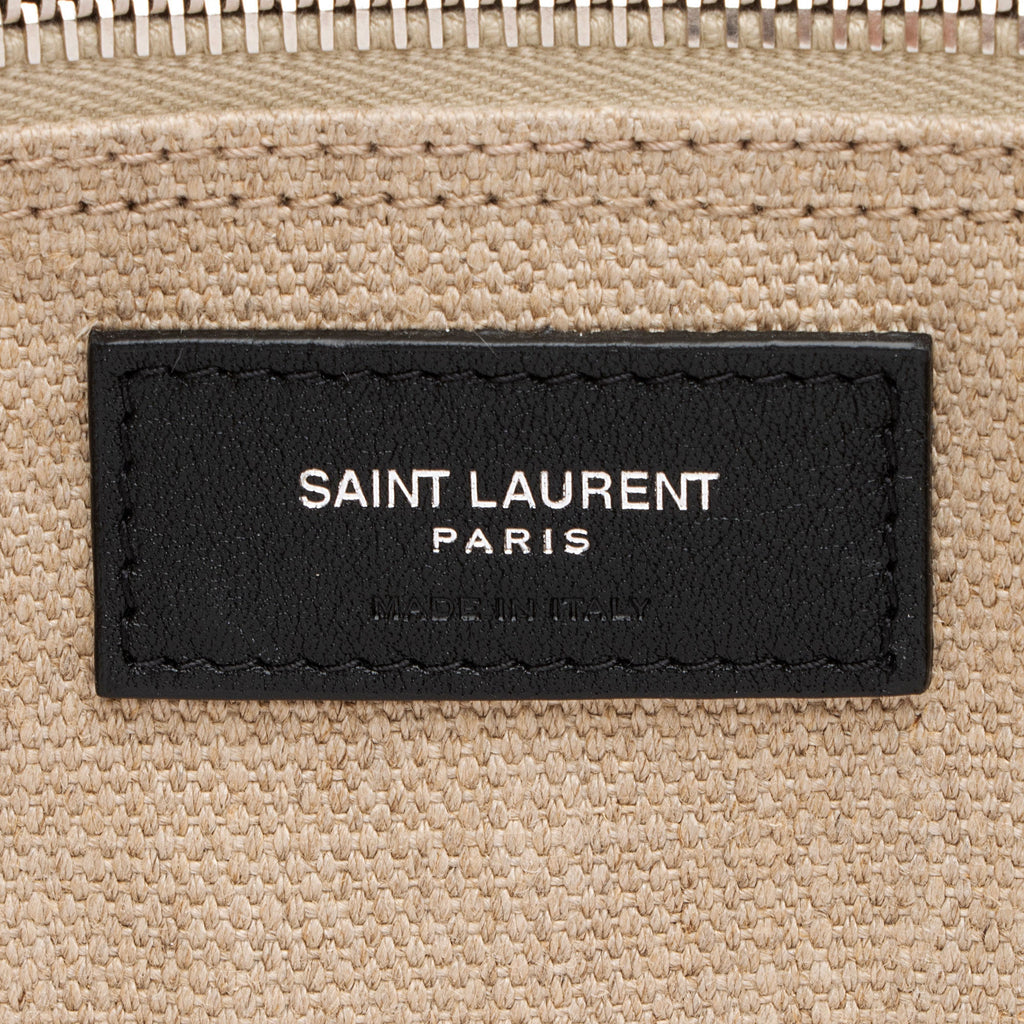 Saint Laurent Canvas Calfskin Rive Gauche Small Tote