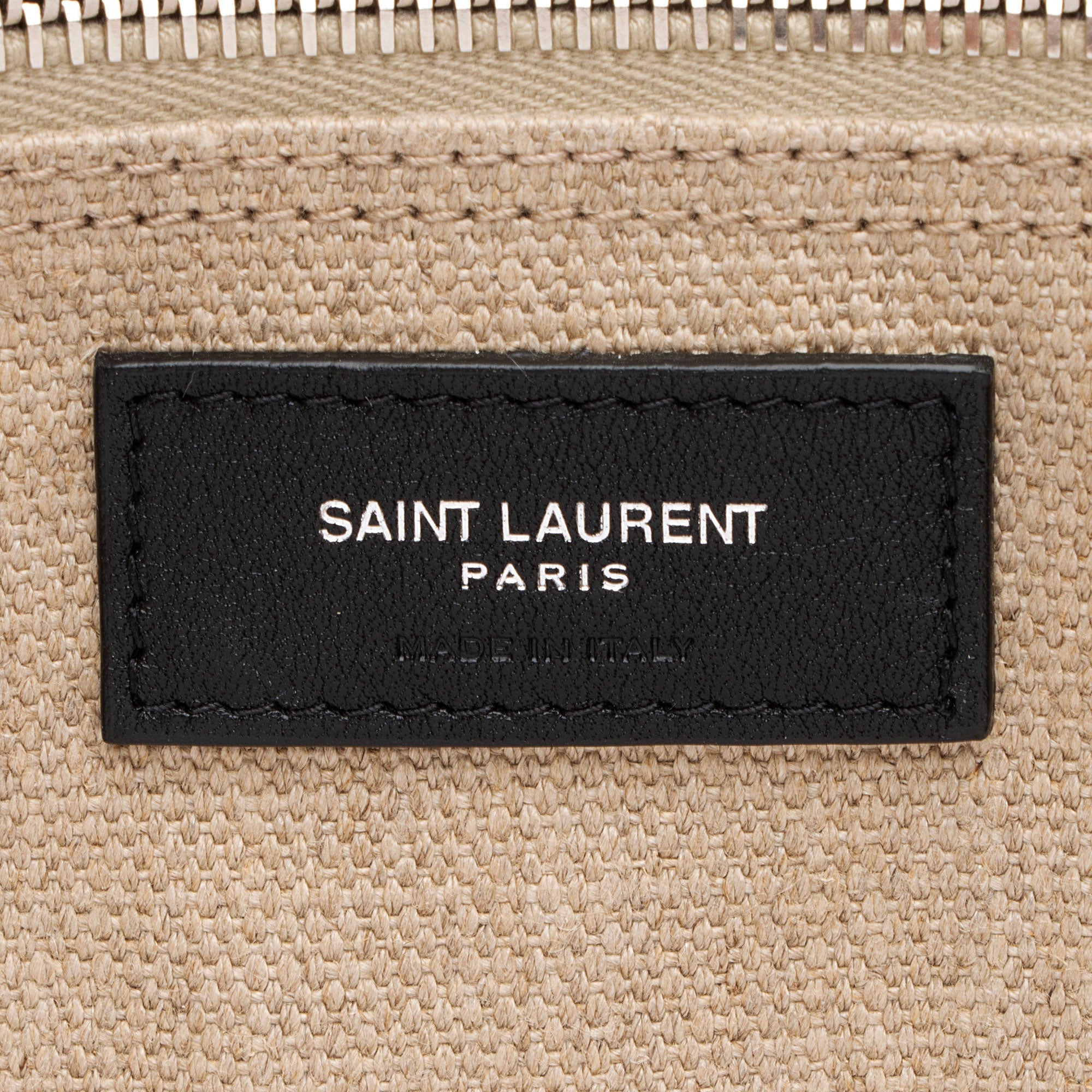 Saint Laurent Canvas Calfskin Rive Gauche Small Tote