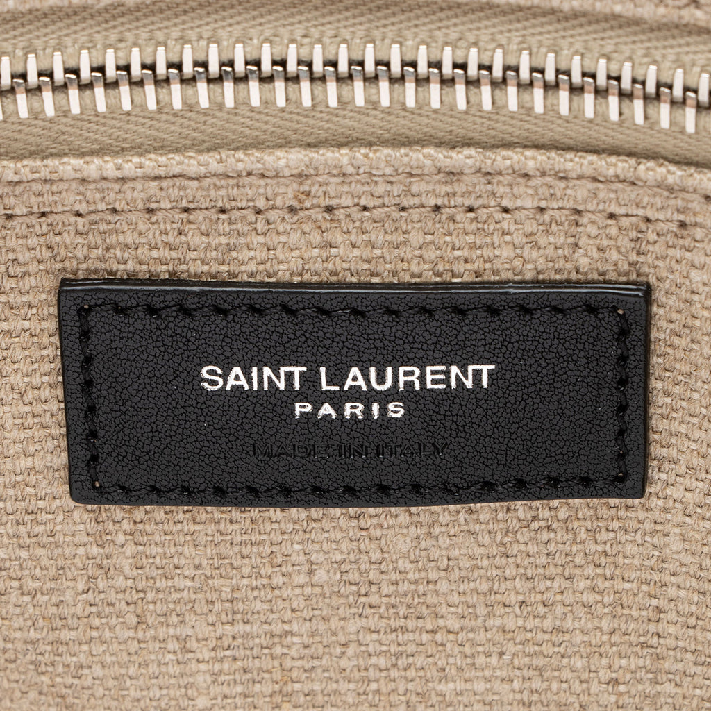 Saint Laurent Canvas Calfskin Rive Gauche Small Tote