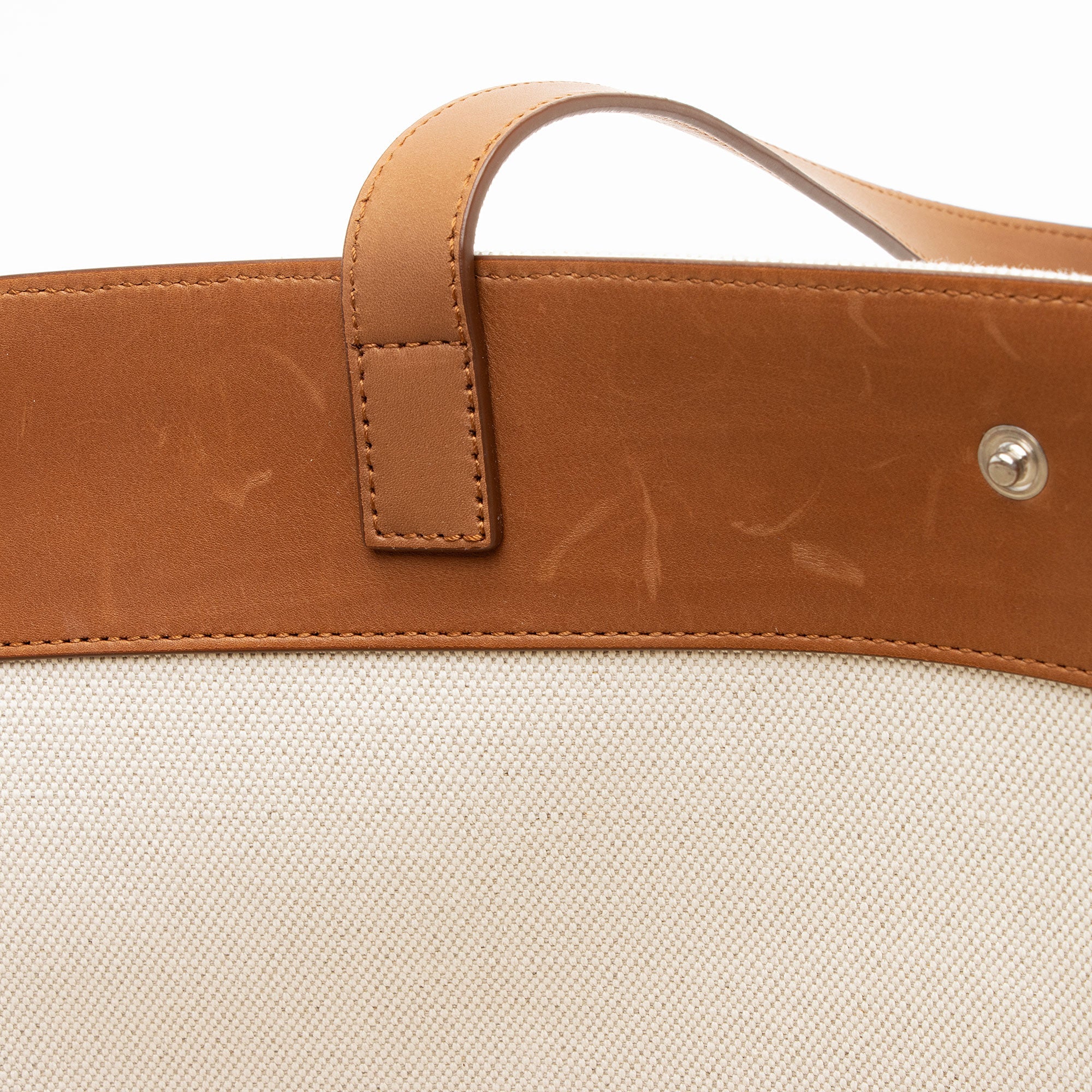 Saint Laurent Canvas Calfskin Trapezoid Rive Gauche Tote