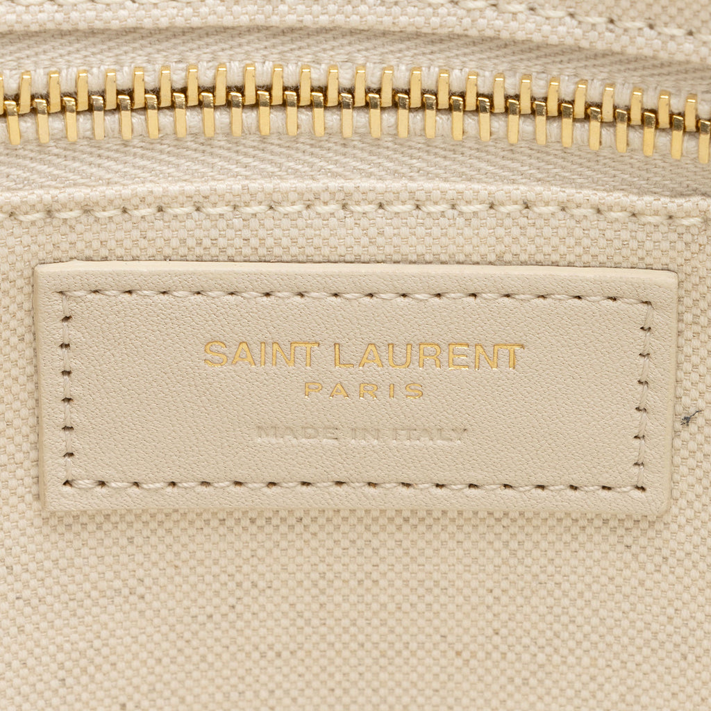 Saint Laurent Canvas Calfskin Striped Rive Gauche Large Tote