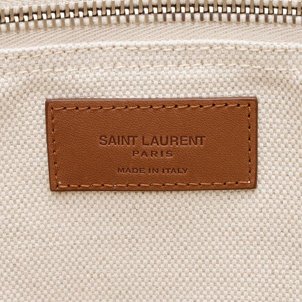 Saint Laurent Canvas Calfskin Trapezoid Rive Gauche Tote