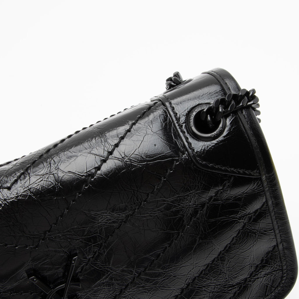 Saint Laurent Crinkled Calfskin Monogram Niki Baby Shoulder Bag (SHF-BRqPlH)