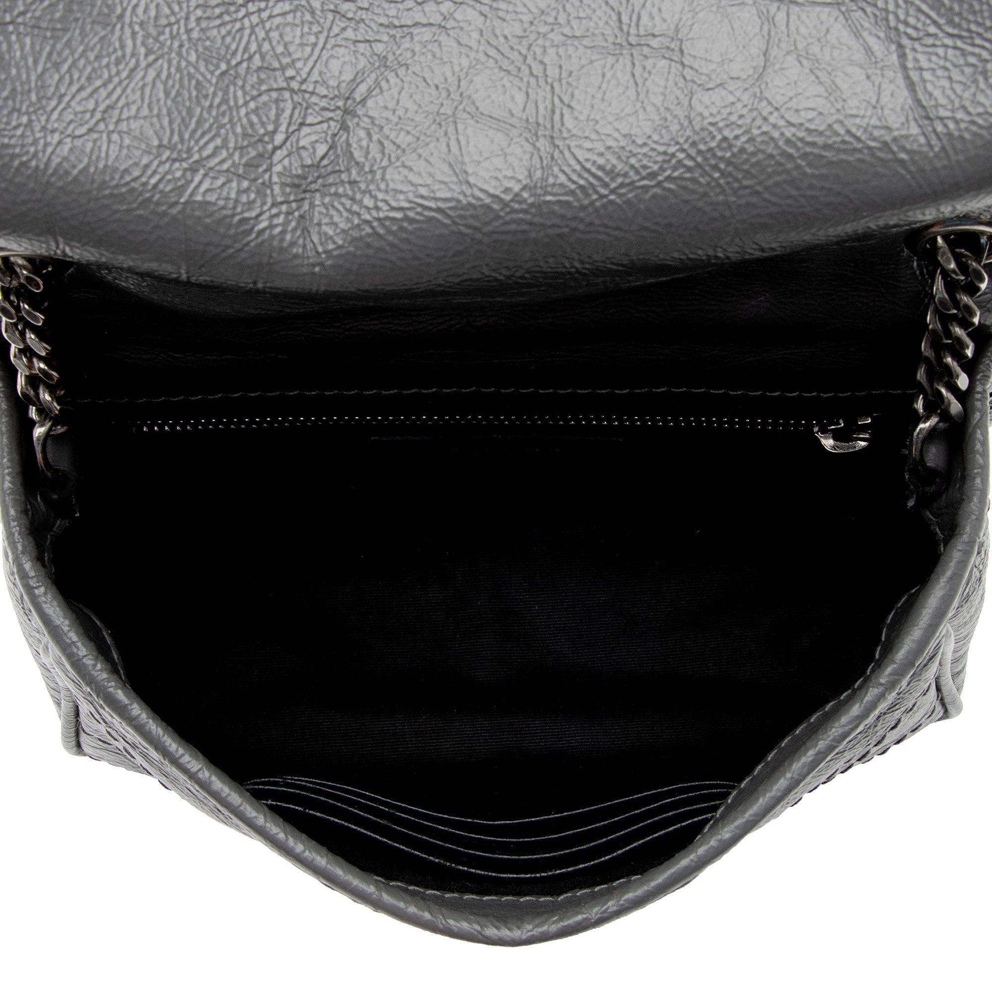 Saint Laurent Crinkled Calfskin Monogram Niki Chain Wallet (SHF-9O6DRW)