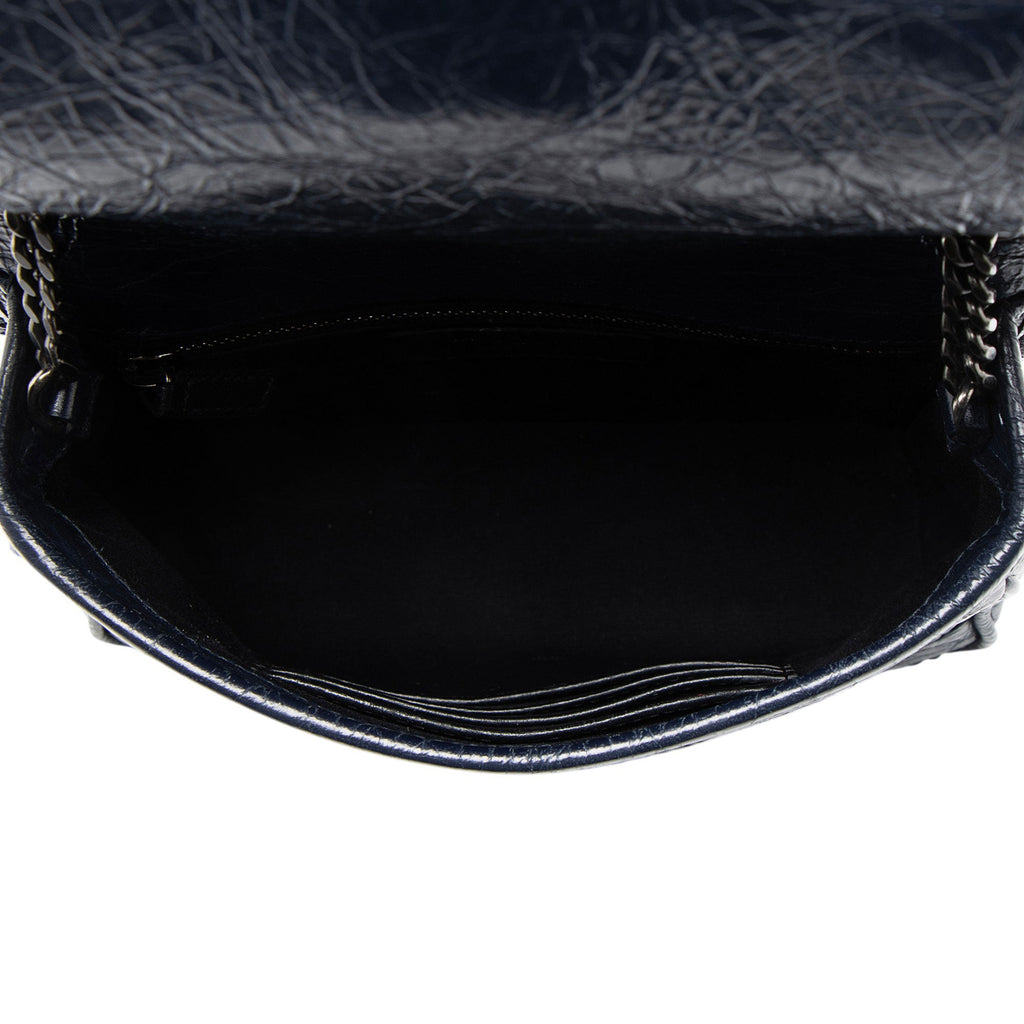 Saint Laurent Crinkled Calfskin Monogram Niki Chain Wallet