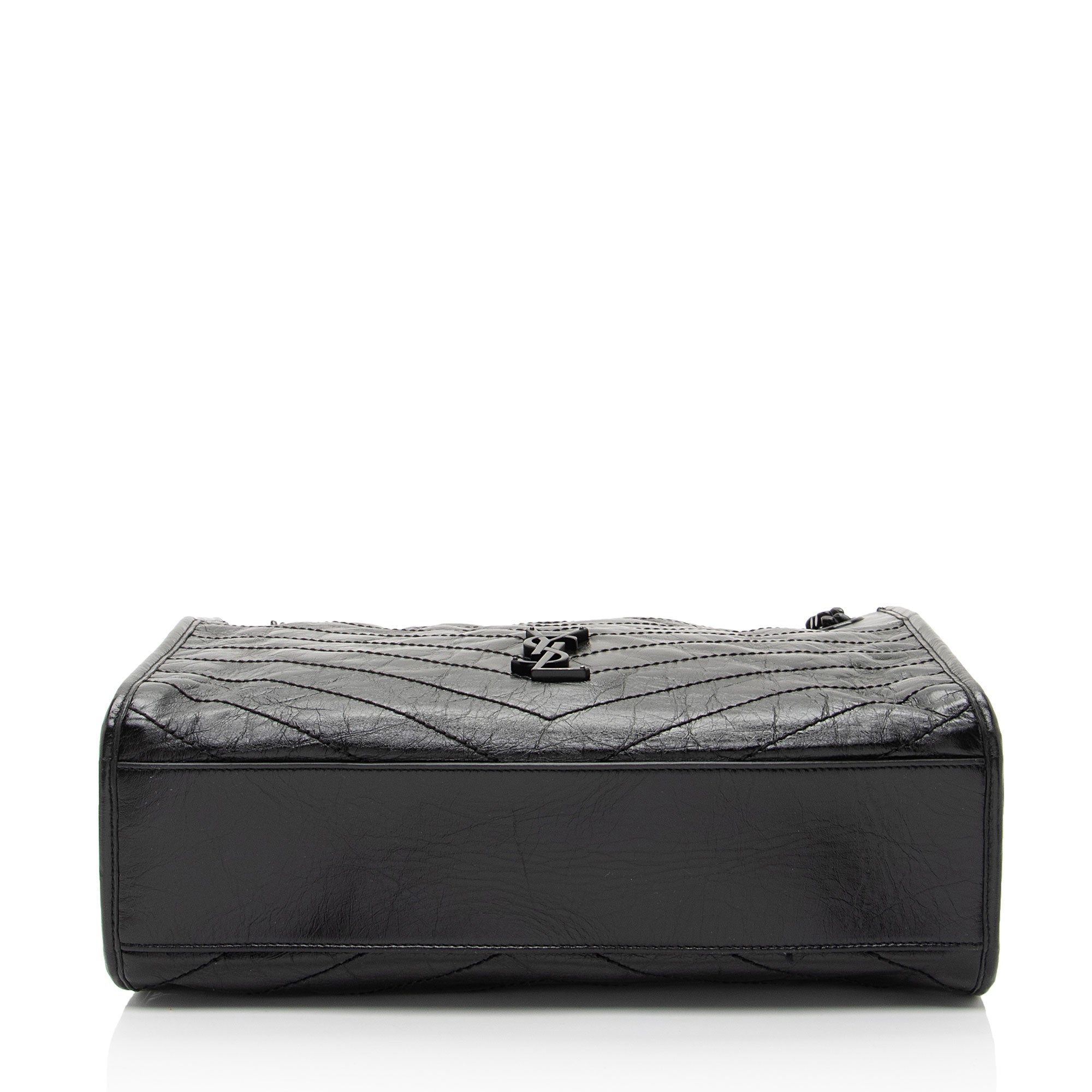 Saint Laurent Crinkled Calfskin Monogram Niki Medium Shopping Tote (SHF-HoUdcp)
