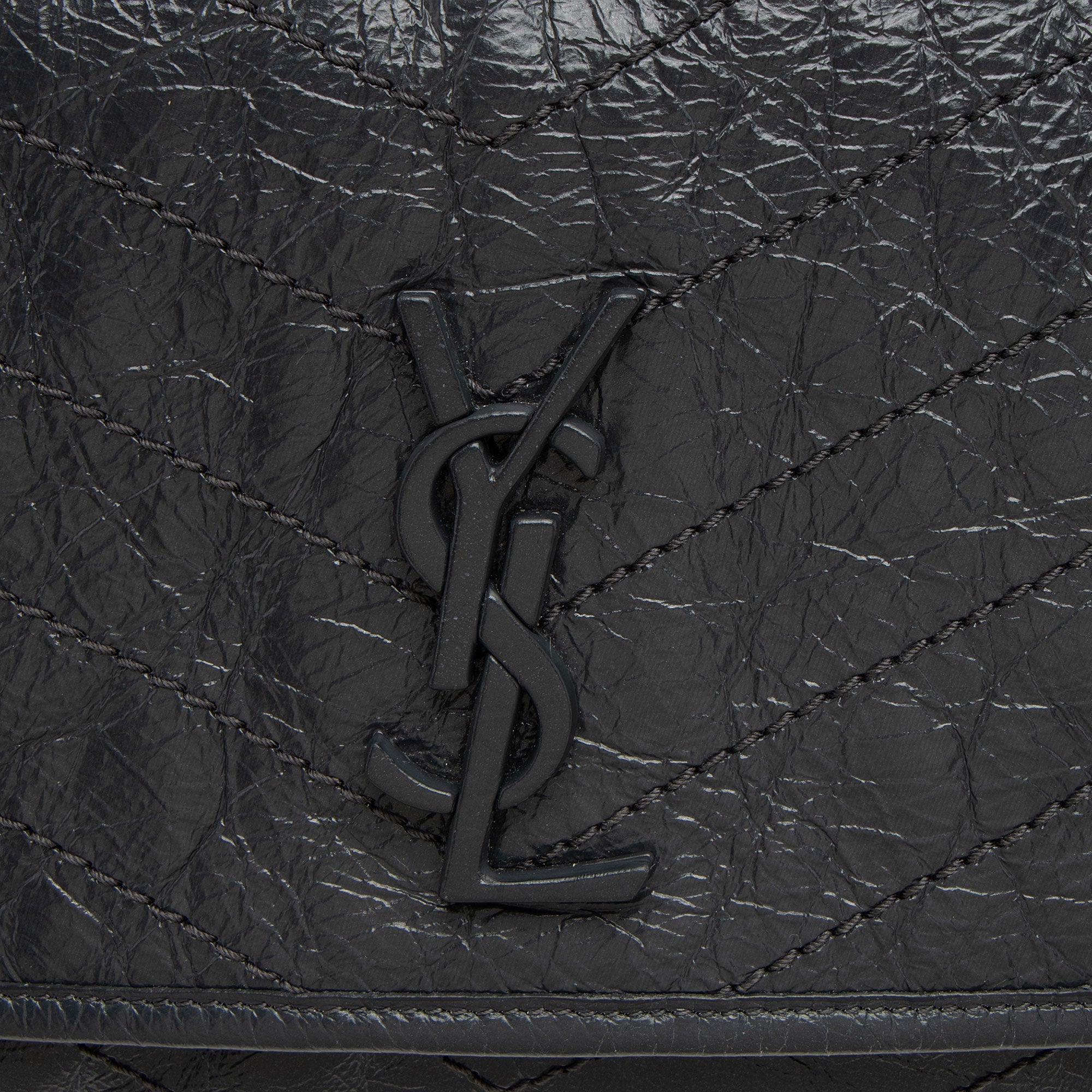 Saint Laurent Crinkled Calfskin Monogram Niki Medium Shoulder Bag