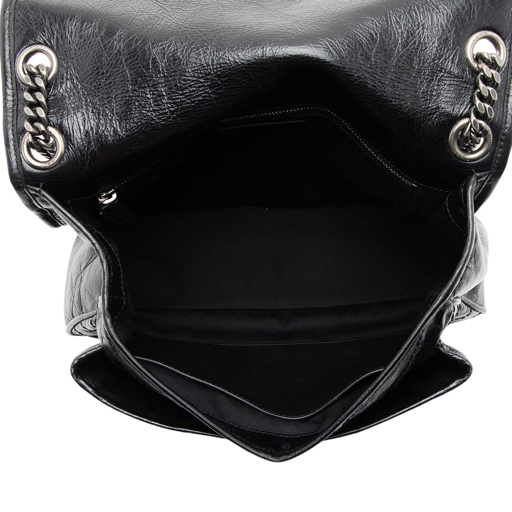 Saint Laurent Crinkled Calfskin Monogram Niki Medium Shoulder Bag
