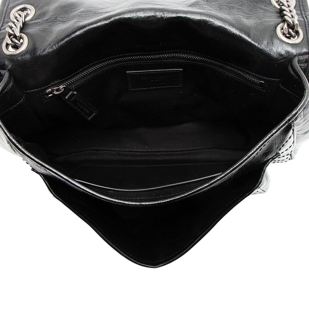 Saint Laurent Crinkled Calfskin Monogram Niki Medium Shoulder Bag