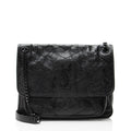 Saint Laurent Crinkled Calfskin Monogram Niki Medium Shoulder Bag