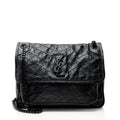 Saint Laurent Crinkled Calfskin Monogram Niki Medium Shoulder Bag