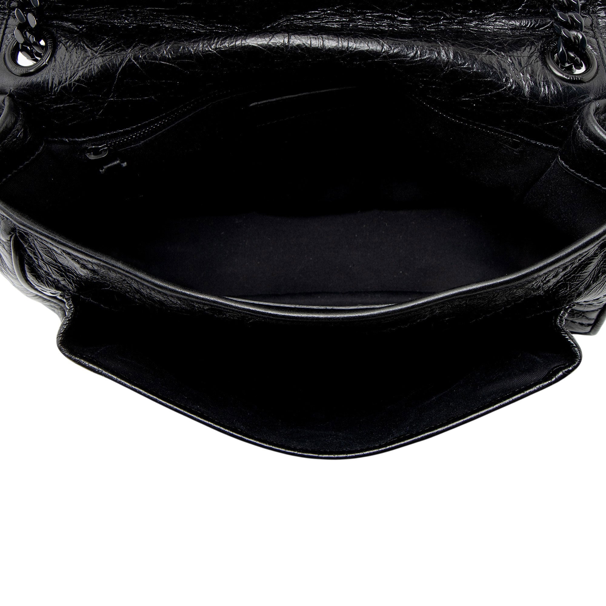 Saint Laurent Crinkled Calfskin Monogram Niki Medium Shoulder Bag