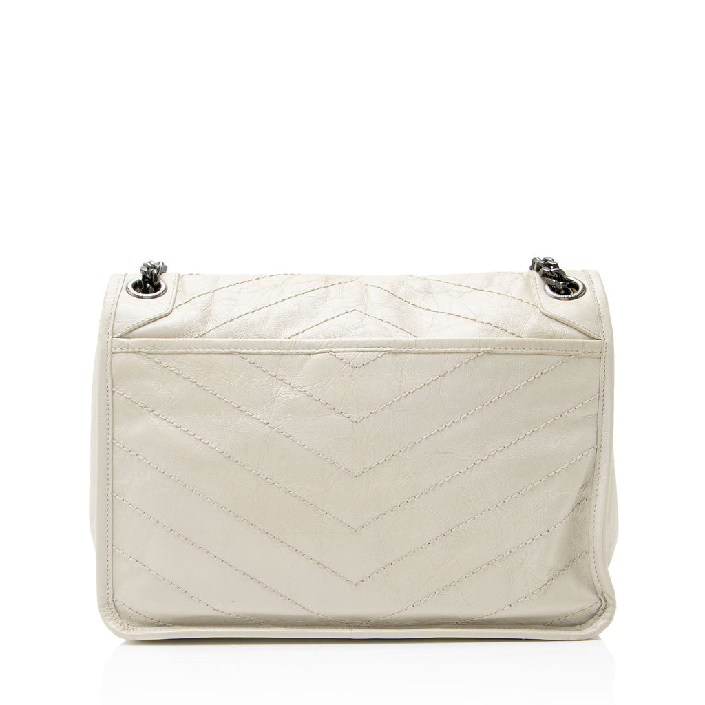 Saint Laurent Crinkled Calfskin Monogram Niki Medium Shoulder Bag