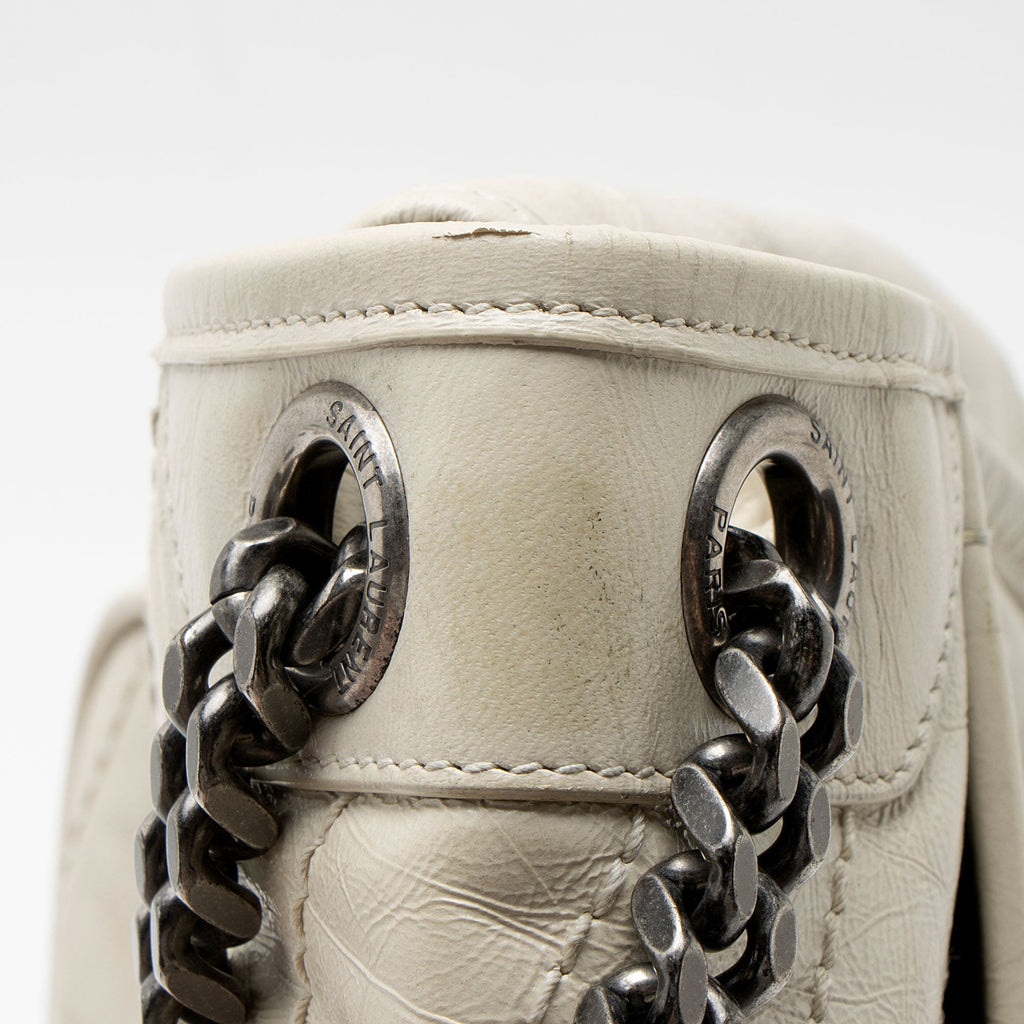 Saint Laurent Crinkled Calfskin Monogram Niki Medium Shoulder Bag