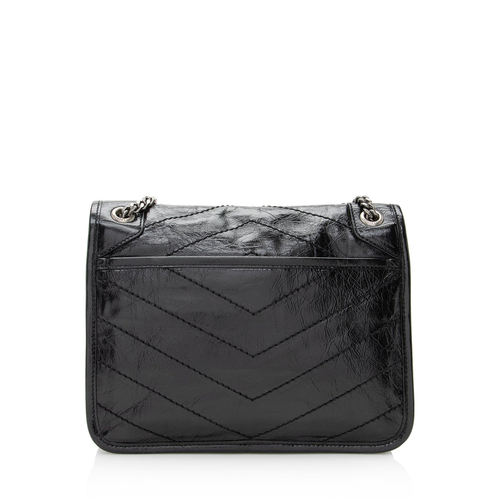 Saint Laurent Crinkled Calfskin Niki Baby Shoulder Bag (SHF-22402)