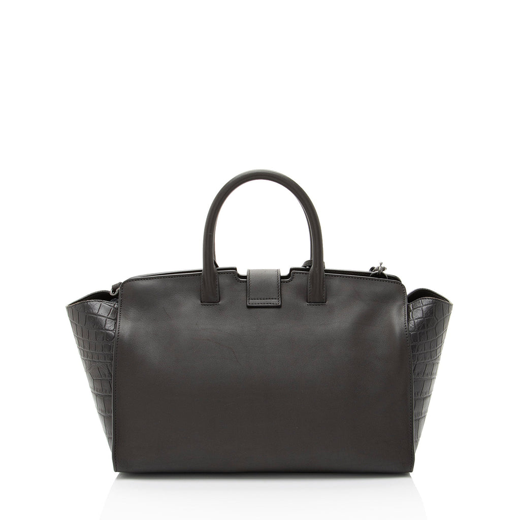 Saint Laurent Croc Embossed Calfskin Monogram Classic Cabas Downtown Small Tote