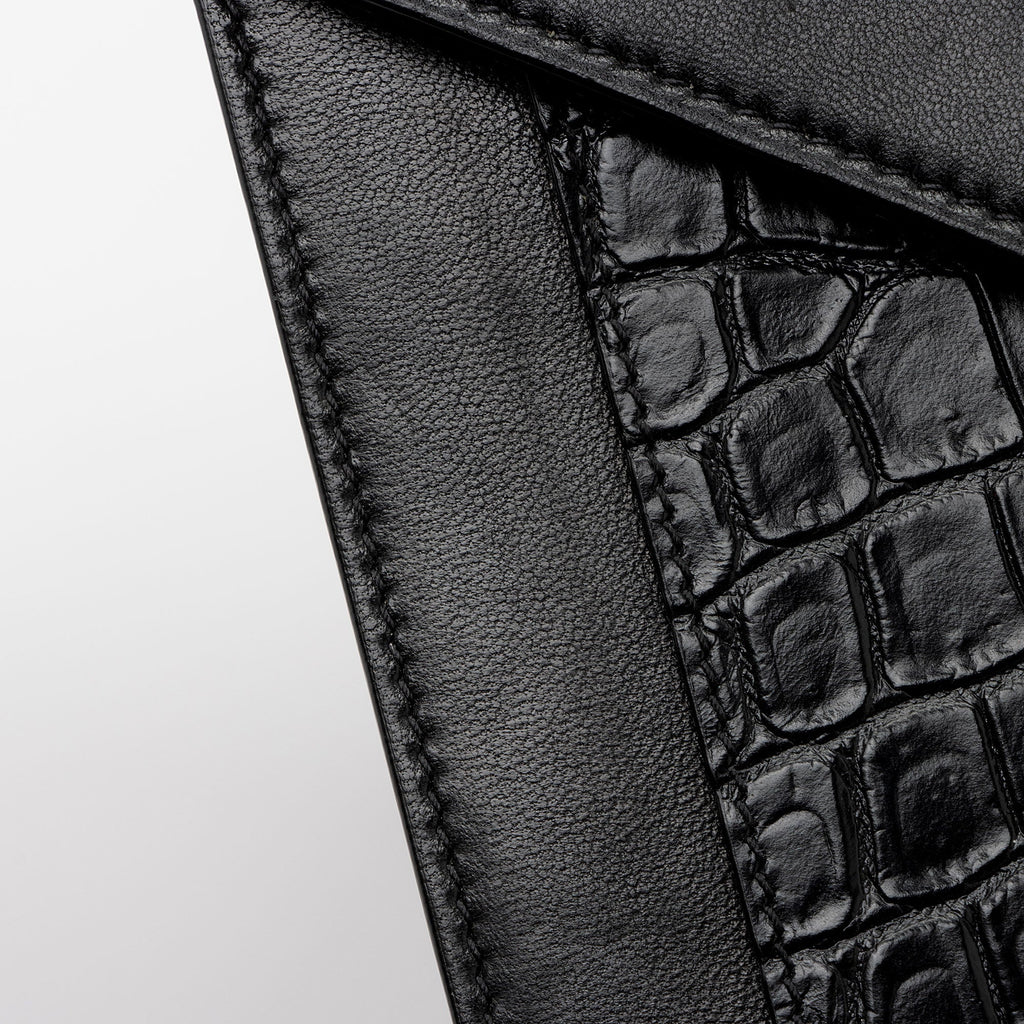 Saint Laurent Croc Embossed Calfskin Monogram Gaby Shoulder Bag (SHF-EAdNMt)