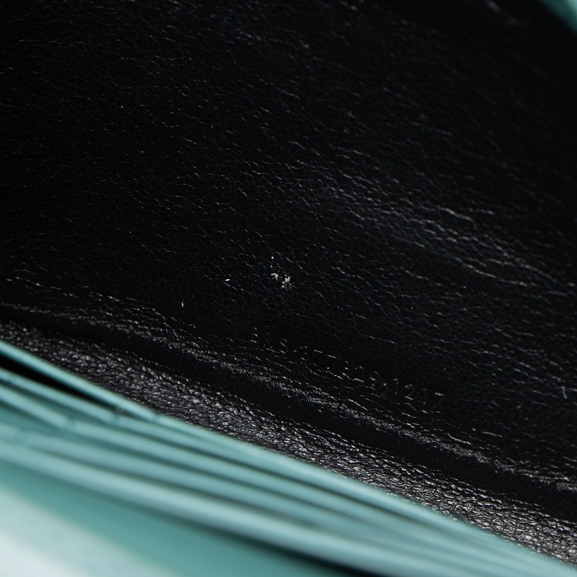 Saint Laurent Croc Embossed Leather Monogram Chain Wallet