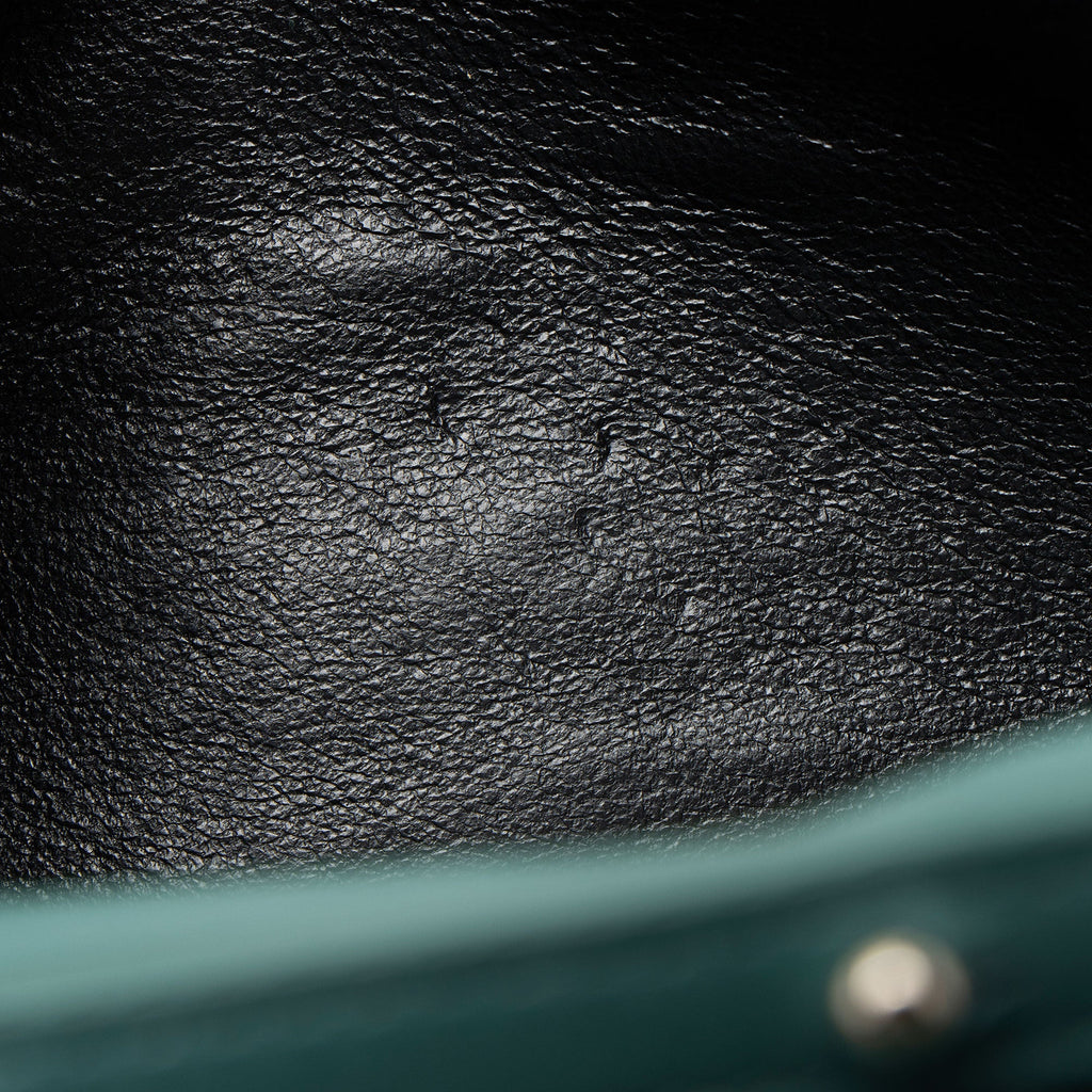 Saint Laurent Croc Embossed Leather Monogram Chain Wallet