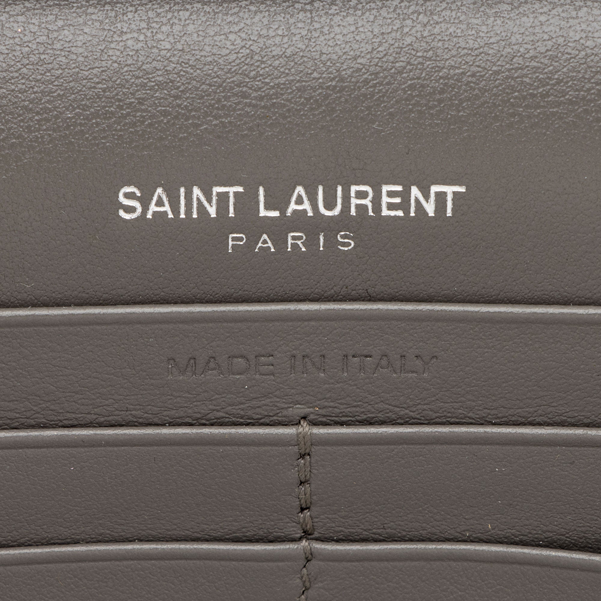 Saint Laurent Croc Embossed Leather Monogram Chain Wallet