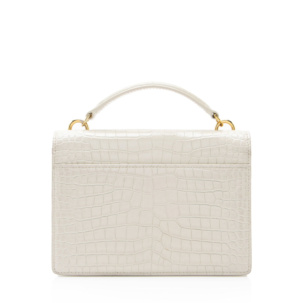 Saint Laurent Croc Embossed Leather Monogram Sunset Chain Wallet