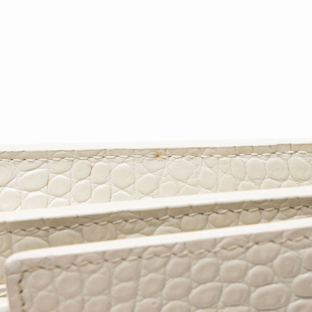 Saint Laurent Croc Embossed Leather Monogram Sunset Chain Wallet