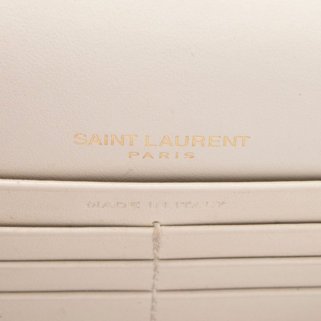 Saint Laurent Croc Embossed Leather Monogram Sunset Chain Wallet