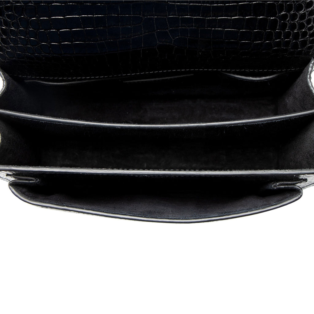 Saint Laurent Croc Embossed Leather Monogram Sunset Medium Shoulder Bag