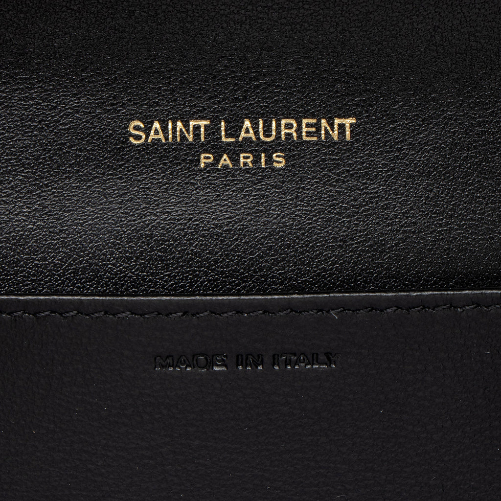 Saint Laurent Croc Embossed Leather Monogram Uptown Chain Wallet