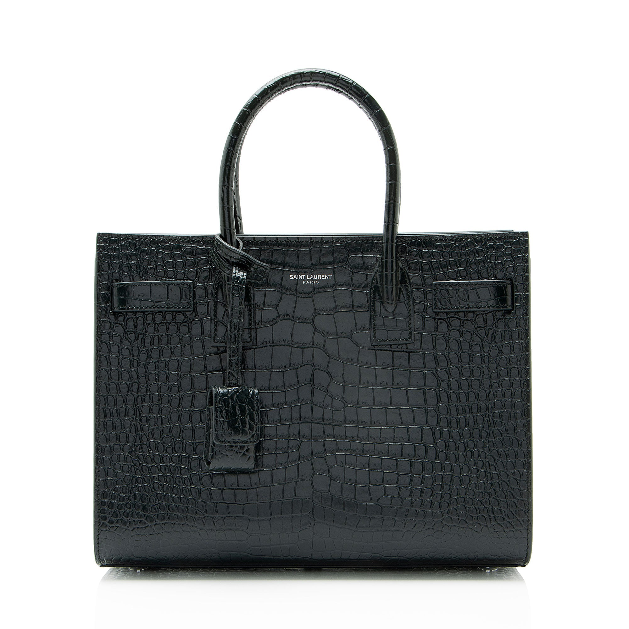 Saint Laurent Croc Embossed Leather Sac De Jour Baby Tote