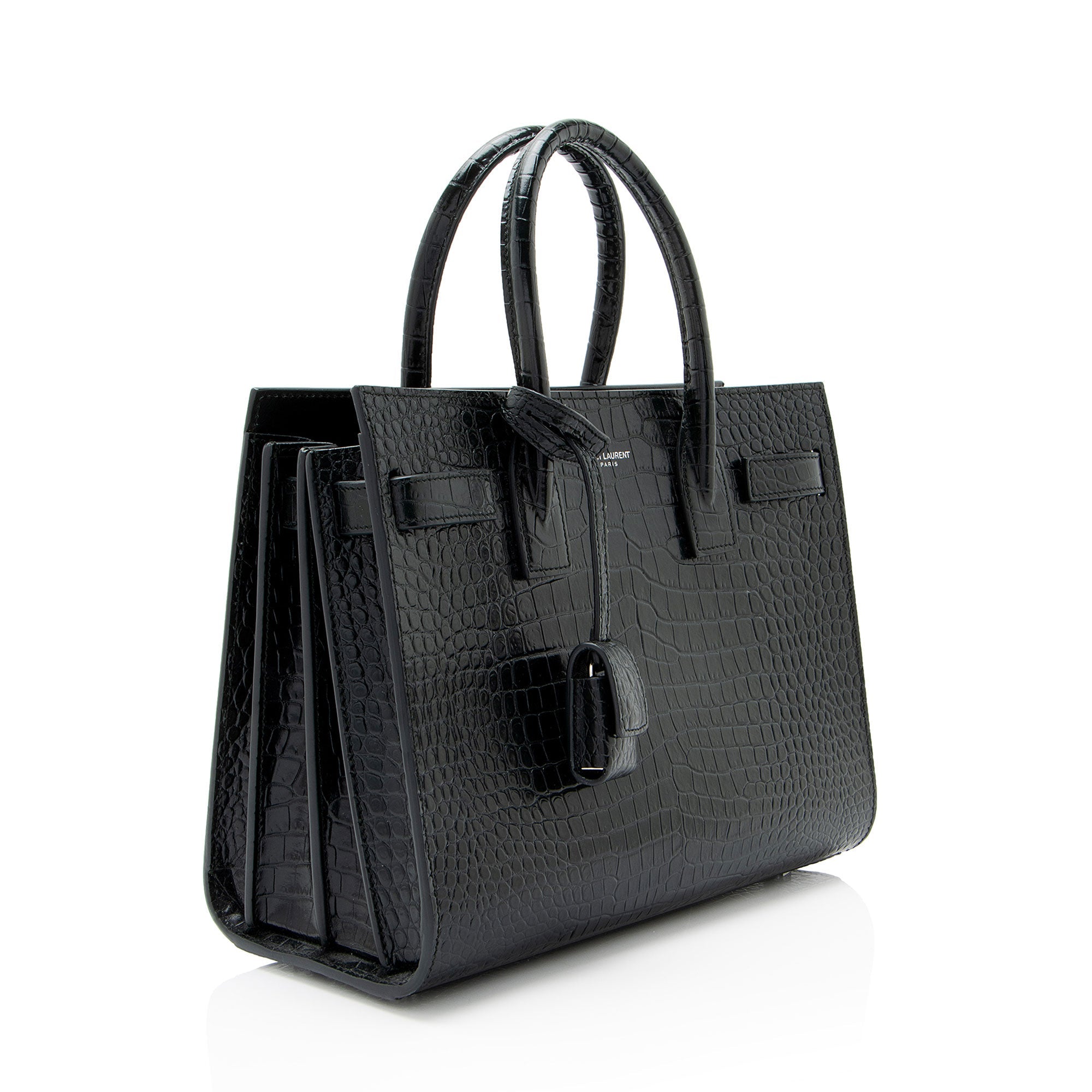 Saint Laurent Croc Embossed Leather Sac De Jour Baby Tote