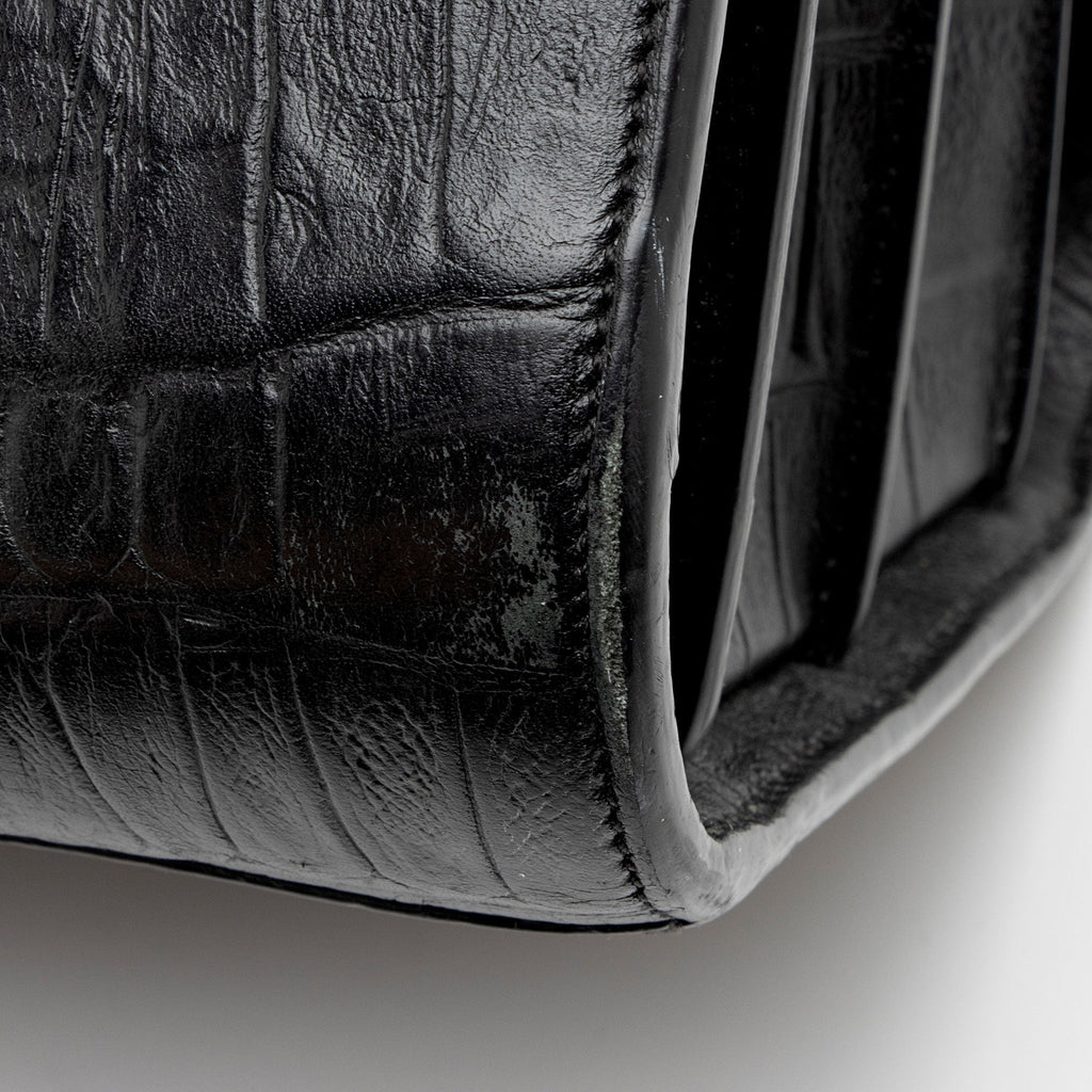Saint Laurent Croc Embossed Leather Sac De Jour Small Tote