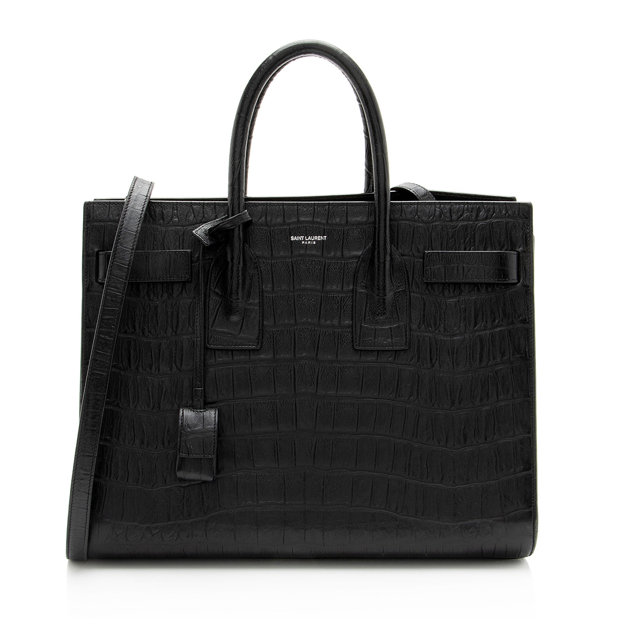 Saint Laurent Croc Embossed Leather Sac De Jour Small Tote