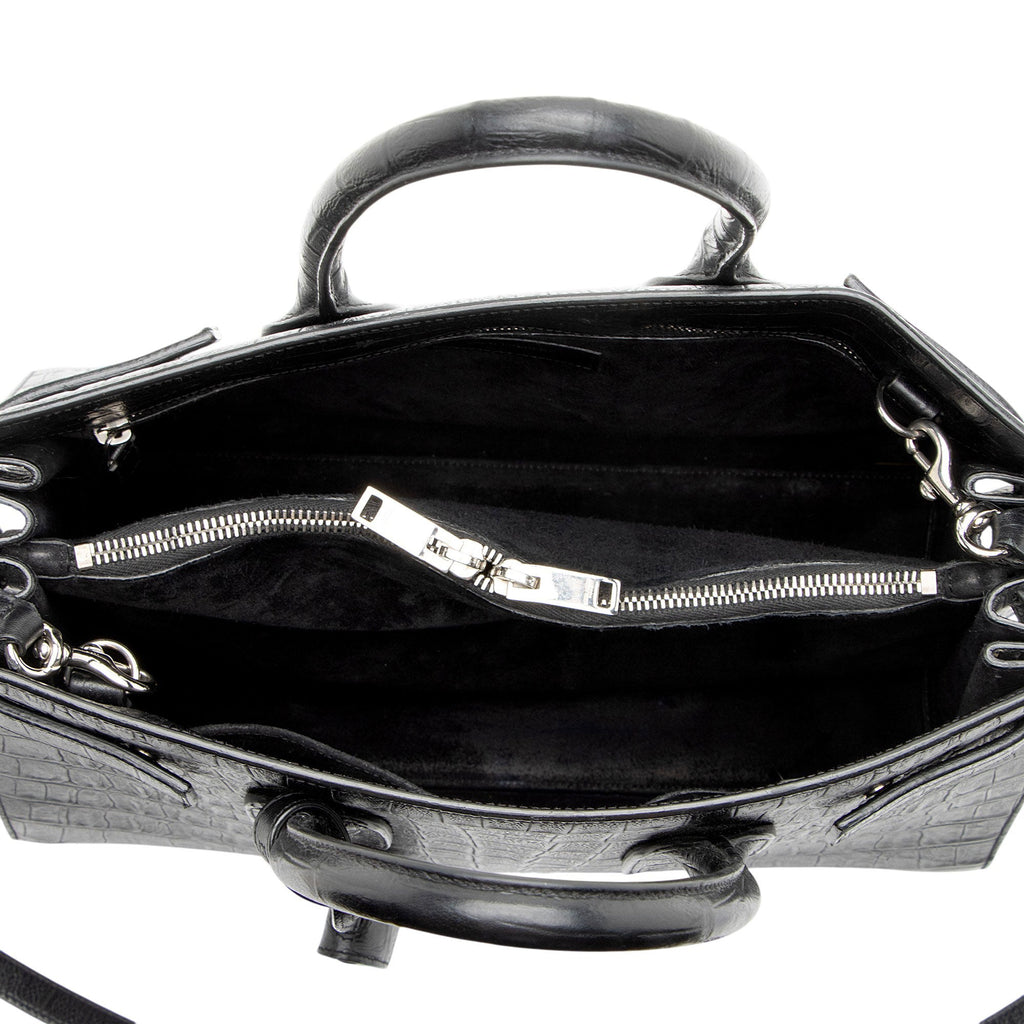 Saint Laurent Croc Embossed Leather Sac De Jour Small Tote